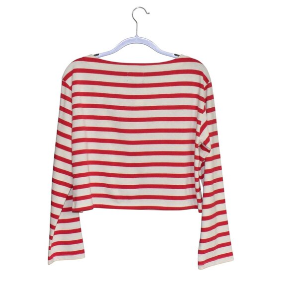 J. Crew Cropped Striped Boatneck Long Sleeve Cotton Tee Size S - Picture 2 of 10